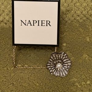 Napier Gold Plated Brooch with Pearl Center